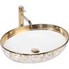 Rea - Lavabo Da Appoggio Margot White/Gold Lavandino Bagno 520 X 400 X 135 mm Ceramica (Oro)