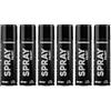 Bastelzone Set di 6 bombolette spray da 200 ml per graffiti, ad asciugatura rapida, per legno, pietra, metallo, vetro, nero, bianco, blu, verde, rosso, giallo (6 x nero)