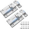 GENSMILE Serratura scorrevole per porta, 2 pezzi, in acciaio inox, con viti, chiavistello di sicurezza per cancello da giardino, bagno, capannoni, WC, deadbolt rinforzato per porte interne (medie dimensioni)