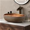 Homary Lavabo da bagno, 48,3 cm, ovale, in ceramica, stile retrò, sopra il bancone, senza scarico pop-up