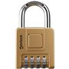 NovLock Lucchetto combinazione - impermeabile e robusto - per interni ed esterni: armadietti (palestra, scuola, lavoro), armadi, capanni, cancelli, spiaggia - confezione da 1, oro