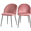 Selsey Rallsy - Set di 2 sedie imbottite - per la sala da pranzo - rosa - gambe nere - glamour, 50 x 78 x 52