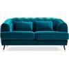 Menzzo Divano imbottito 2 posti stile boudoir Glams Velluto Blu anatra