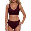 Generico Costume Bikini Donna,Bikini da Donna A Vita Alta Costume da Bagno Push Up Sexy in Due Pezzi Costume da Bagno Bikini in Due Pezzi con Stampa A Vita Alta retrò con Increspature