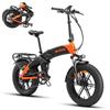 GLEWEL ELITE Bici Elettrica Fat Tire Pieghevole for Uomo, Doppia Sospensione ad Aria, Motore 60 Nm, Shimano 8 Velocità, Autonomia 75+ km, Freni Idraulici, Luci LED con Frecce e Stop