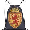 FHIZOAL Royal Lion Crest On Shield coulisse borse impermeabili sport stringa zaini leggeri yoga allenamento nuoto viaggio, Nero , S, Casual
