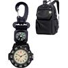 Generic Orologio con , orologio da tasca al quarzo con moschettone, portatile, impermeabile, per uomo e donna, per arrampicata, corsa, immersioni, escursionismo, caccia, campeggio, sopravvivenza