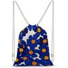 Jubonexis Zainetto con fiori blu scuro con centro arancione rotondo con coulisse in tela leggera borsa sportiva da palestra per uomo donna