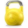 Atletica Kettlebell da competizione, 16 kg, giallo, in ghisa sferica, qualità da studio, logo discreto, codice colore competizione per una facile maneggevolezza, allenamento funzionale per tutto il