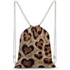 Jubonexis Zainetto in tela con coulisse a forma di cuore con stampa leopardata, leggera, per sport, palestra, uomo e donna
