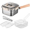 Generic Pentola per cucinare all'aperto, padella profonda, 35 x 20,5 x 11,5 cm con cestino, design ergonomico, utensile da cucina per campeggio, picnic, giardino, barbecue, riunioni di famiglia, feste e molto