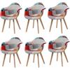 DEYARNA HOME Set di 6 Sedie da Pranzo Moderne, Poltrona da Cucina con Cuscino Imbottito e Gambe in Legno di Faggio (Rosso)