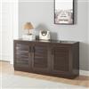 [en.casa] Armadio Scarpiera Mobile Portascarpe con 3 Ante a Persiana e Ripiani Inclinati 62 x 125 x 36 cm MDF Wengè
