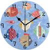 LDIYEU Arte Cartone Animato Gioia Pesce Orologio da Parete Silenzioso Decorazione Non Ticchettio Legna Orologio per Ragazzi Ragazze Capretto Cucina Camera da Letto Home Office Scuola Decor