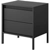 Arreditaly Comodino Moderno 2 Cassetti Push E Piedini Alti Cassettiera Design Elegante Mobiletto Minimal Effetto Cannettato Per Camera Da Letto Cameretta Salvaspazio 53.5 x 56.2 x 39.5 Cm (Nero)