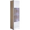 MB Muebles Bonitos, Vetrina Con Piedini 2cm Luke V6, LED, Melamina, Finitura Opaca e Lucida, Sonoma e Bianco, 40x167x29cm