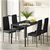 Blishom Set Tavolo da Pranzo con 4 Sedie, Completo 5 Pezzi, Tavolo con Sedie in Ecopelle, Ideale per Cucina, Soggiorno, Ufficio, Studio, Nero
