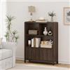 [en.casa] Credenza Bassa Scaffale con 2 Ante Push to Open e Scomparti Aperti Mobile Contenitore per Soggiorno Corridoio Studio Sideboard 103x80x28 cm Effetto Noce