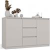 CDF Cassettiera Bassa con 2 Ante e 3 Cassetti Mobile Buffet Basso per Soggiorno e Camera Mobile Multiuso Moderno 120 x 40 x 75 cm - Cachemire