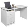 BAKAJI Scrivania con Cassettiera 3 Cassetti + Ripiano Aperto Tavolo da Lavoro Porta Pc Computer in Legno MDF Arredamento Casa Ufficio Cameretta Design Moderno Dimensione 120 x 51 x 72 cm (Bianco)