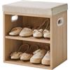 YMYNY Panca per scarpe con cuscino, scarpiera a 2 ripiani, 15,4 x 11 x 16,54 cm, colore naturale chiaro
