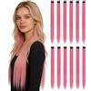 Androxeda 12 Pezzi Extension Capelli Colorati Clip, 55 cm Extension Capelli Clip in Seta Ad Alta Temperatura, Per Donne Ragazze Festival Cosplay, Colore Rosa Principessa