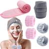 BTIYMU 6 Pezzi Fascia Capelli Skincare Donna Polsini Skin Care, Regolabile Fascetta Cerchietto Skincare Doccia Lavaggio Lavare il Viso Spa Kit, Set Fasce da Polso Fascia Trucco a Strappo(Rosa, Grigio)