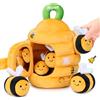 JoyCat Giochi Neonato 6-12 Mesi - Alveare Morbido con 5 Api Sensoriali/Sonaglio/Specchio Neonati Montessori Sensoriale Regalo Bimbo Bimba 1 Anno