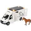 Generico Maxi Camion per Trasporto Animali con Cavallo Luci Suoni Reali Movimento Frizione Porte Apribili Maxi Furgone Grande cm27 Trasporto Cavalli Veicolo Giocattolo Set Fattoria Scuderia Equitazione Stalla