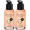 Max Factor Facefinity All Day Flawless 3 in 1 Fondotinta Liquido a Lunga Durata, 45 Warm Almond, 30 ml (Confezione da 2)