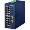 PLANET IP30 Industrial L2/L4 a 16 porte, gestito, L2/L4, Gigabit Ethernet (10/100/1000), Vollduplex, Wandmontage