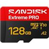 SanDisk Extreme PRO - Scheda di memoria flash (adattatore SD incluso) - 128 GB - A2 / Video Class V30 / UHS-I U3 - microSDXC UHS-I