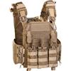 DEFCON 5 CORPETTO TATTICO IMBOTTITO VEST CARRIER COYOTE TAN CON 3 TASCHE