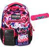 Mitama Zaino New Plus TYE LOVE, Fucsia, Ergonomico, Robusto + Astuccio Mitamini Animals, Chiusura con Zip, In Silicone, Rosa,Bambina, Scuola Elementare