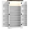 HOMCOM Buffet da Cucina, Mobile da Cucina per Riporre, con 12 Ripiani sulle Ante e Luce LED Magnetica, 60x40x120 cm, Bianco | Aosom Italy