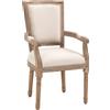 HOMCOM Sedia da Pranzo, Sedia da Cucina con Decorazioni a Borchie, Stile Country Francese, in Legno di Gomma, 59x63,5x96 cm, Bianco Crema | Aosom Italy