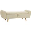 HOMCOM Panca Contenitore 73 L, Cassapanca Imbottita in Velluto a Coste con Braccioli e Gambe in Legno di Hevea, Beige | Aosom Italy