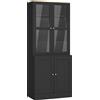HOMCOM Libreria Vetrina, Mobile Contenitore a 6 Livelli con 4 Ante di cui 2 in Vetro Temperato e Ripiani Regolabili, Nero | Aosom Italy