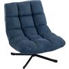 HOMCOM Poltrona d'Accento Girevole, Poltrona Lounge Moderna senza Braccioli, con Gambe in Acciaio, Blu Scuro | Aosom Italy