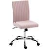 HOMCOM Sedia da Ufficio senza Braccioli, Poltrona da Ufficio, Altezza Regolabile e Girevole 360°, 43x56x89-99 cm, Rosa | Aosom Italy