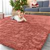 Homaxy Tappeto a pelo lungo con fondo antiscivolo, lavabile, grande, per soggiorno, cameretta dei bambini, camera da letto, 240 x 340 cm, terracotta