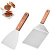 Granmagazz Spatola da Grill Professionale 2Pcs Acciaio Inox Manici Legno Pressa Hamburger Teppanyaki Barbecue Bistecca Pizza