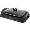 Girmi BQ90 Griglia & Barbecue, 2200W, Coperchio in Vetro Temperato, Smokeless, PIetra vera, Regolazione Temperatura, Vassoio raccogli grasso,Nero