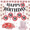 WenmthG Decorazione per 18° compleanno, decorazione per 18° compleanno, ragazzina, 18° compleanno, con striscione, ghirlanda, coriandoli, palloncini, stelle filanti, segnale stradale per 18° anni,