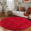 Carpettex Shaggy Tappeto Salotto Moderno 120 cm Rotondo Rosso - Tappeto per scendiletto Camera da Letto, Soggiorno y Cucina - Tappeto Fluffy y Morbido, facile manutenzione, Monocromatico