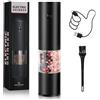 AXFEE Macina Sale e Pepe Elettrico, Ricaricabile USB, Macina Sale-Pepe, Automatico, Rugosità Regolabile, con Coperchio Antipolvere Scorrevole, Perfetto per Cucina