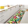GLHOME Idee per la casa GL Home Tappeto Cucina Antiscivolo Made in Italy Passatoia Antimacchia Multiuso Corridoio Soggiorno Lavabile in Lavatrice - Frutta Foglie - 50x100 cm