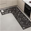 Treer Tappeto Cucina Antiscivolo Lavabile, Tappeto per Cucina in Diatomite Tappeti Runner Moderni Forma a L Tappetino Assorbente per Ingresso Bagno (Verdure grigie-R,100x150x45cm)