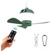 Roadtime Ventilatore da campeggio, 8000 mAh, mini ventilatore USB con LED RGB e gancio, ventilatore a soffitto a 3 velocità, con illuminazione per auto, esterni, campeggio, verde