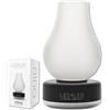 LEDbyLED Lampada Da Tavolo Nina Ricaricabile, Dimmerabile Senza Fili, Base Nero/Argento, Vetro Smerigliato, 3 Livelli Di Luce, Fino A 80 Ore Autonomia, IP54